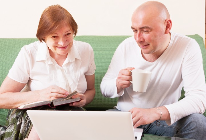 Couple talking about live-in care