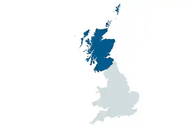 Map of Live-in Care services available throughout Scotland.