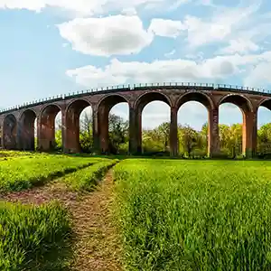 Ledbury Aqueduct crossing the countryside in Herefordshire.